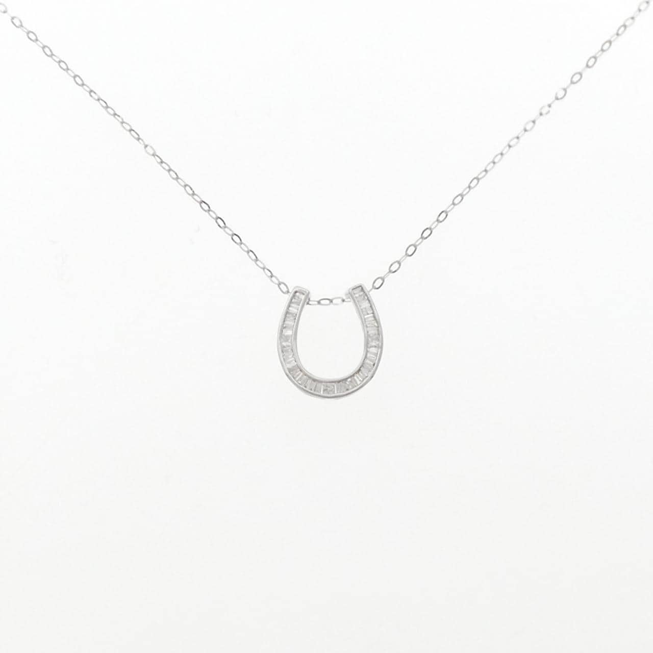 K18WG ホースシュー ダイヤモンド ネックレス 0.20CT