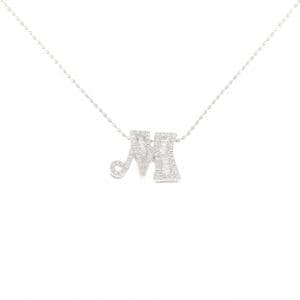 K18WG イニシャルM ダイヤモンド ネックレス 0.30CT
