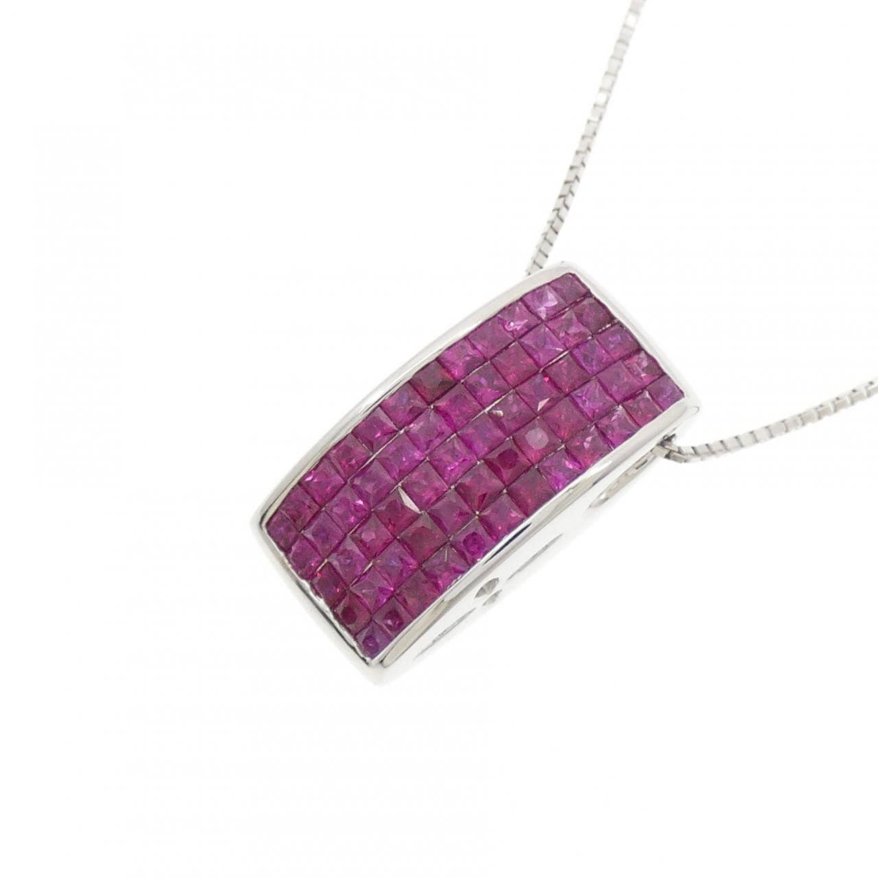 K18WG ルビー ネックレス 1.45CT