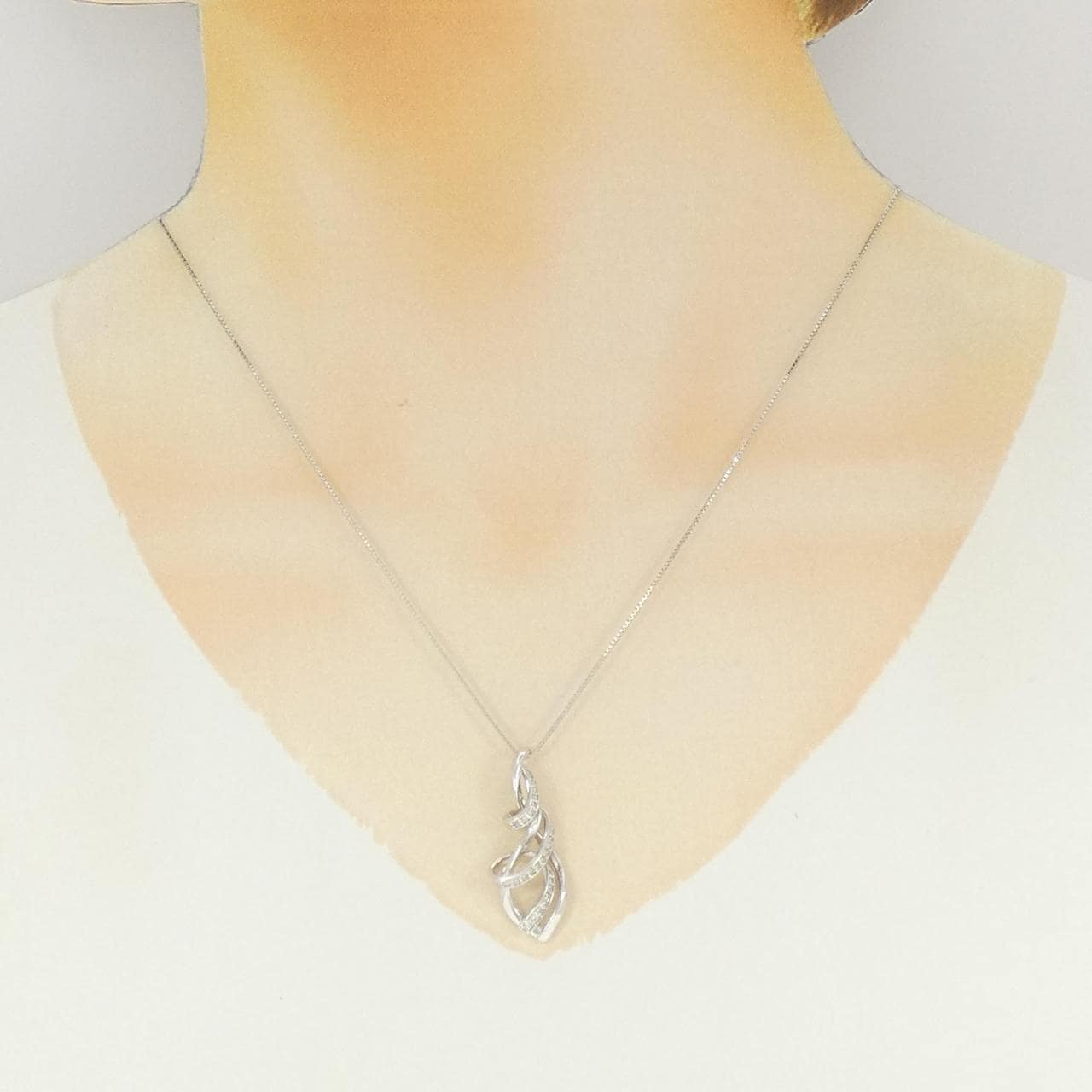 K18WG ダイヤモンド ネックレス 0.18CT