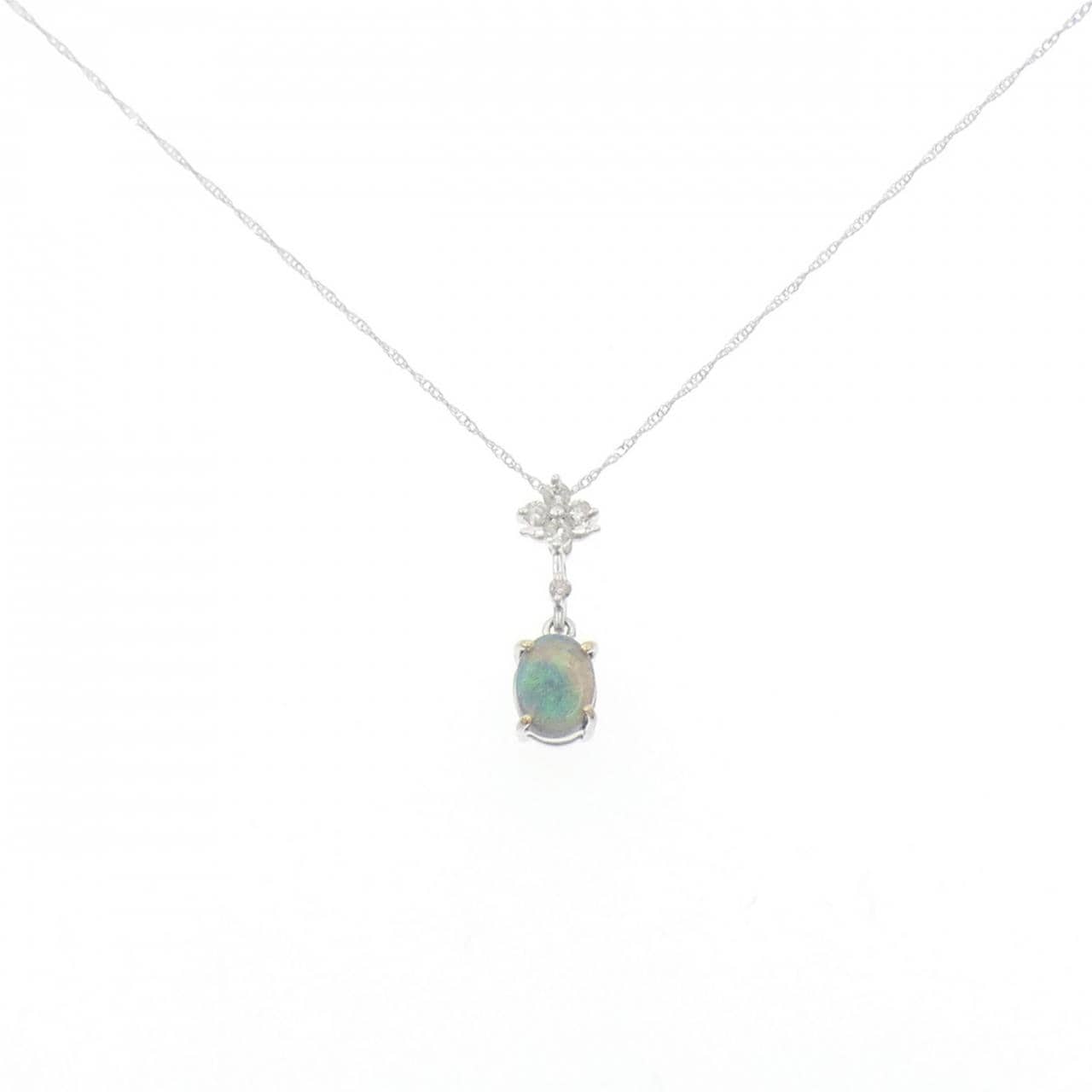 K18WG ブラックオパール ネックレス 0.64CT