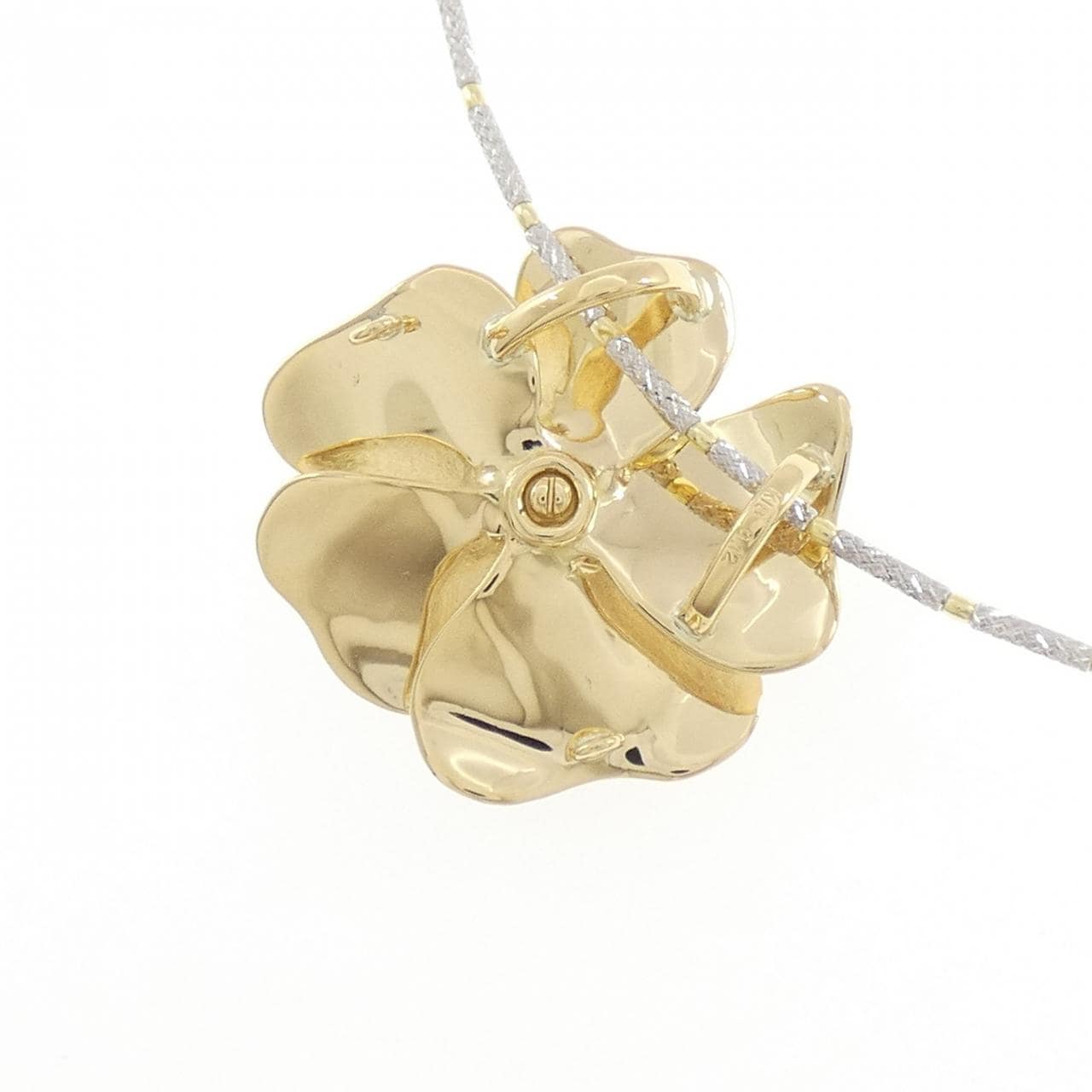 K18YG/K18WG フラワー ダイヤモンド ネックレス 0.12CT