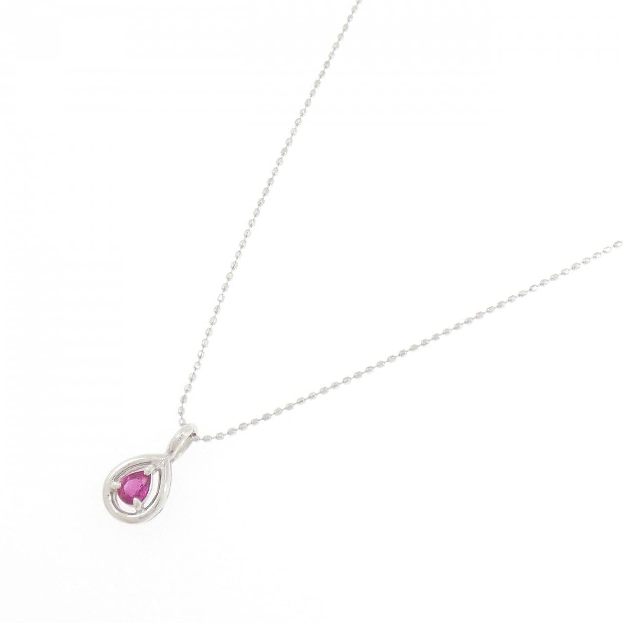 K18WG ルビー ネックレス 0.22CT