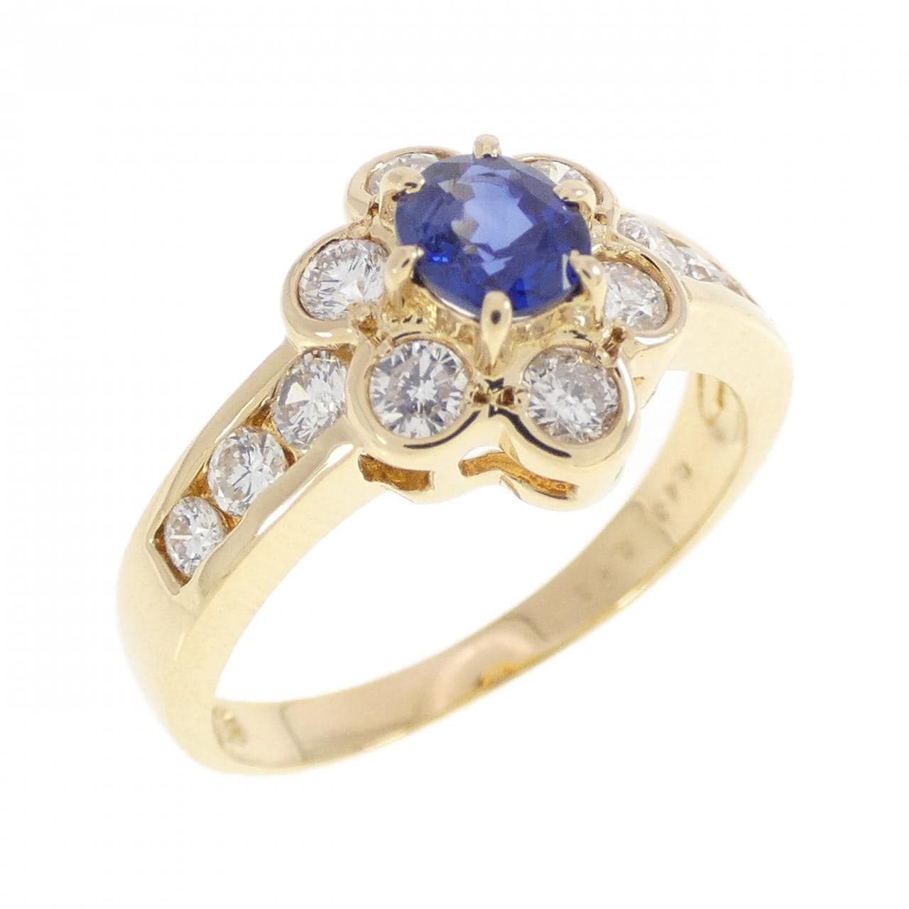 K18YG フラワー サファイヤ リング 0.43CT