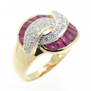 K18YG/K18WG ルビー リング 1.93CT