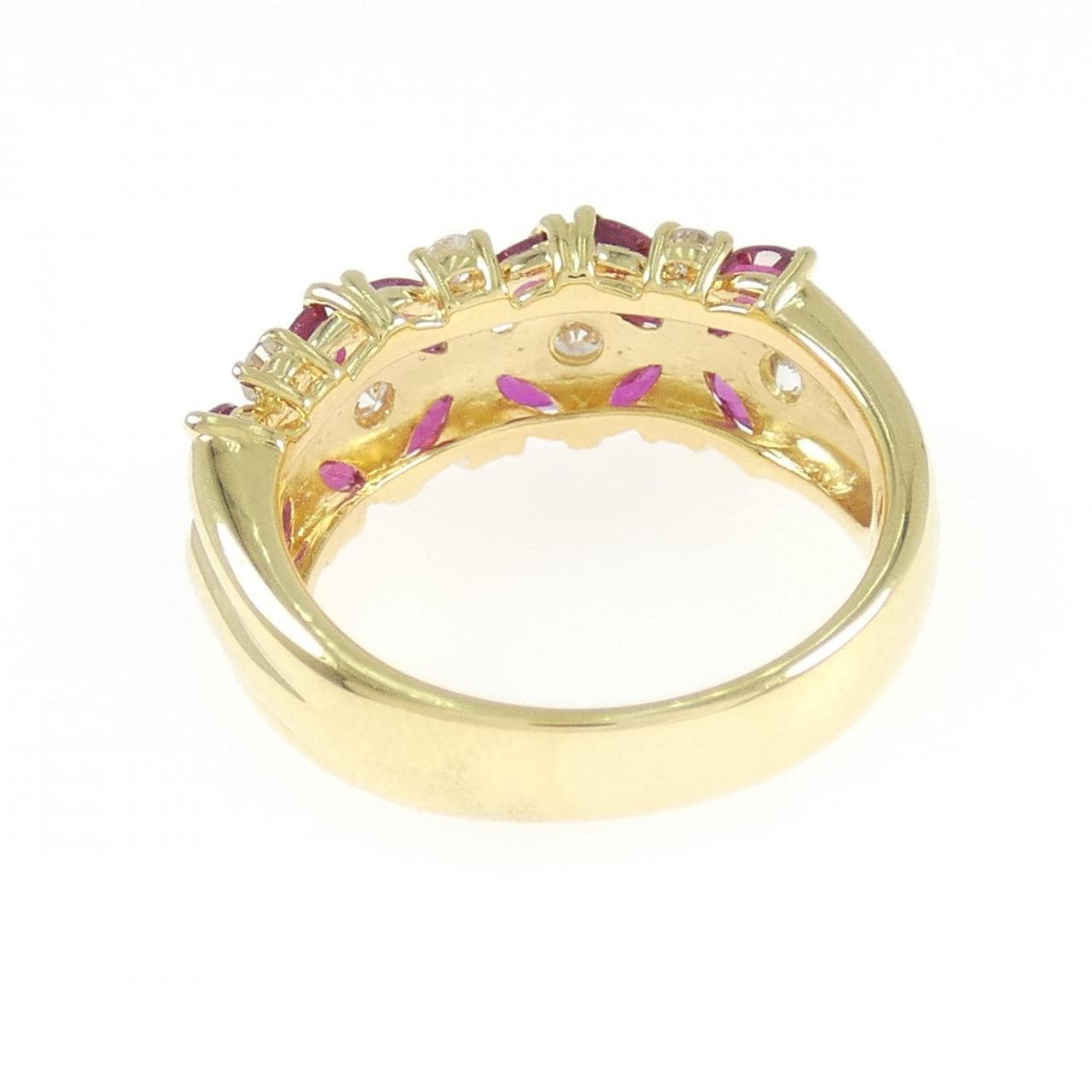 K18YG フラワー ルビー リング 1.73CT