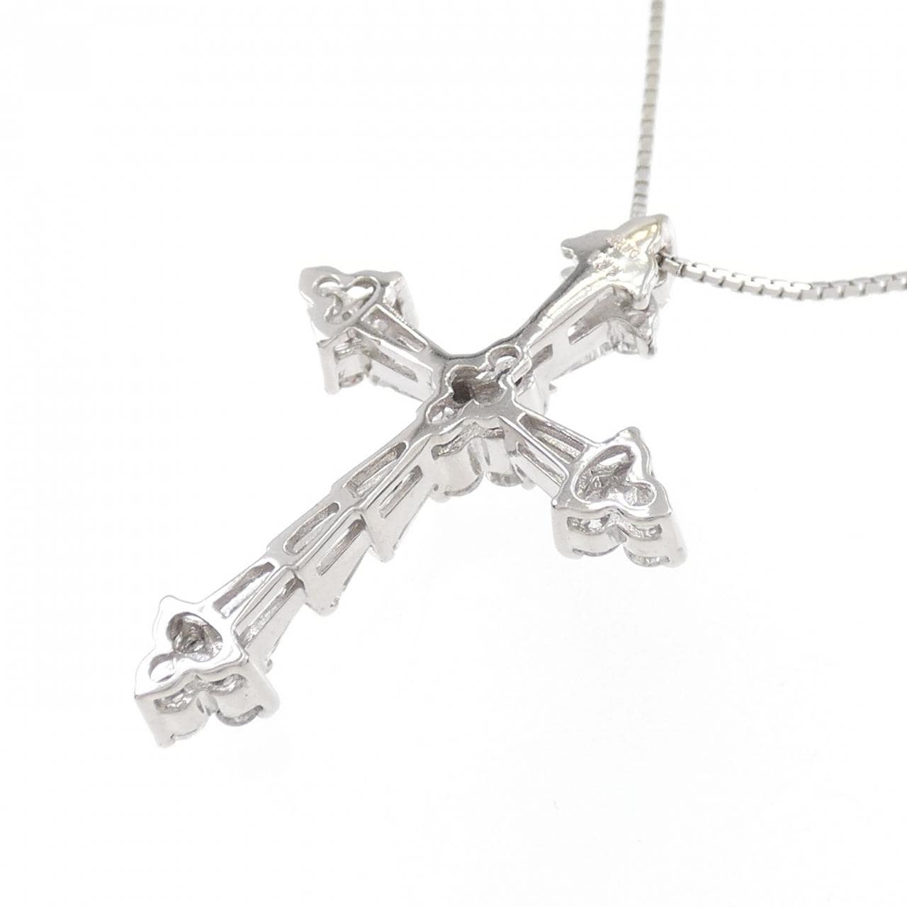 K18WG クロス ダイヤモンド ネックレス 1.00CT