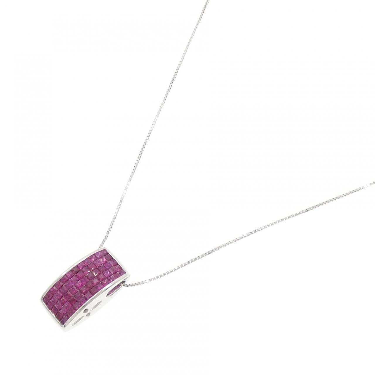 K18WG ルビー ネックレス 1.45CT