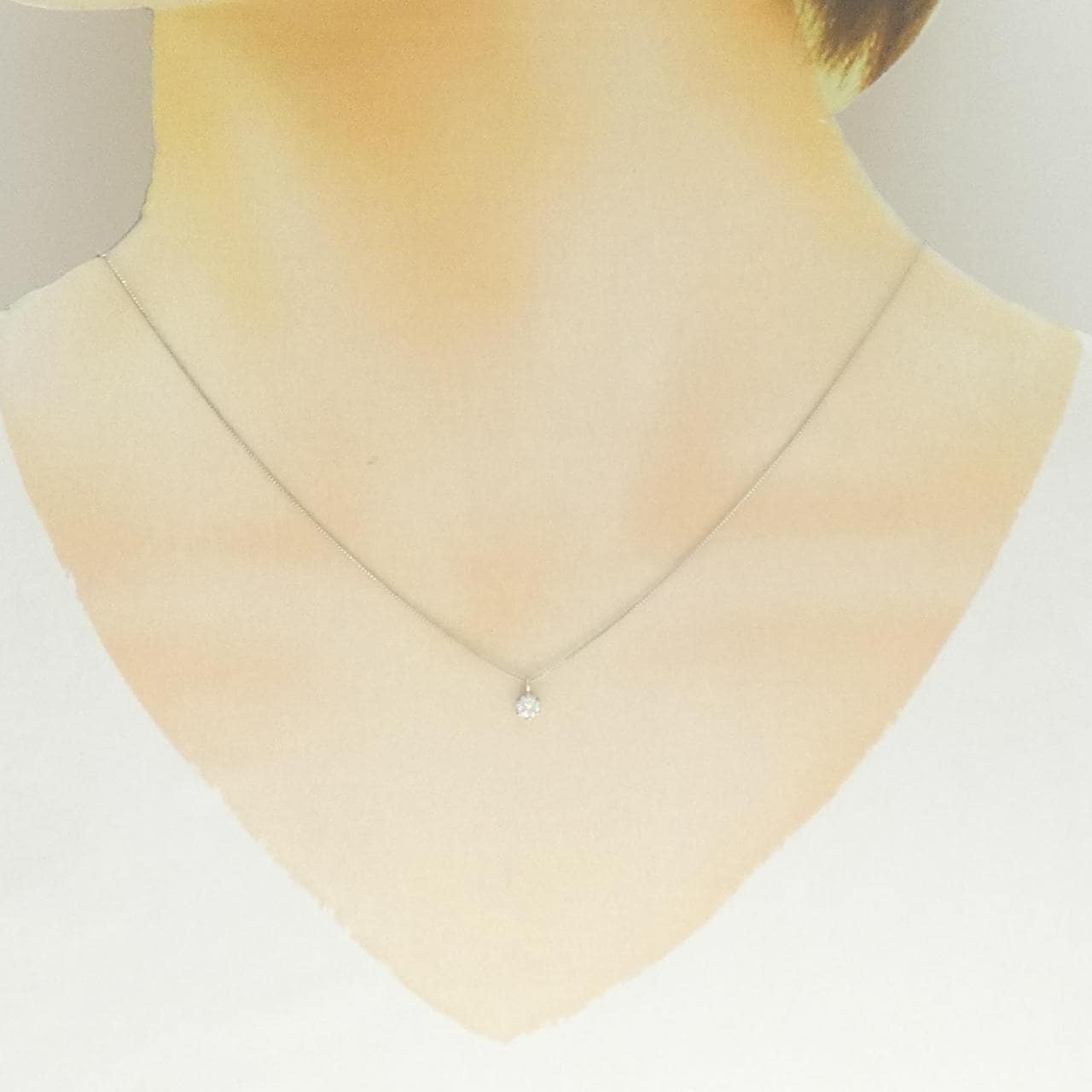 K18单钻钻石项链，0.145克拉