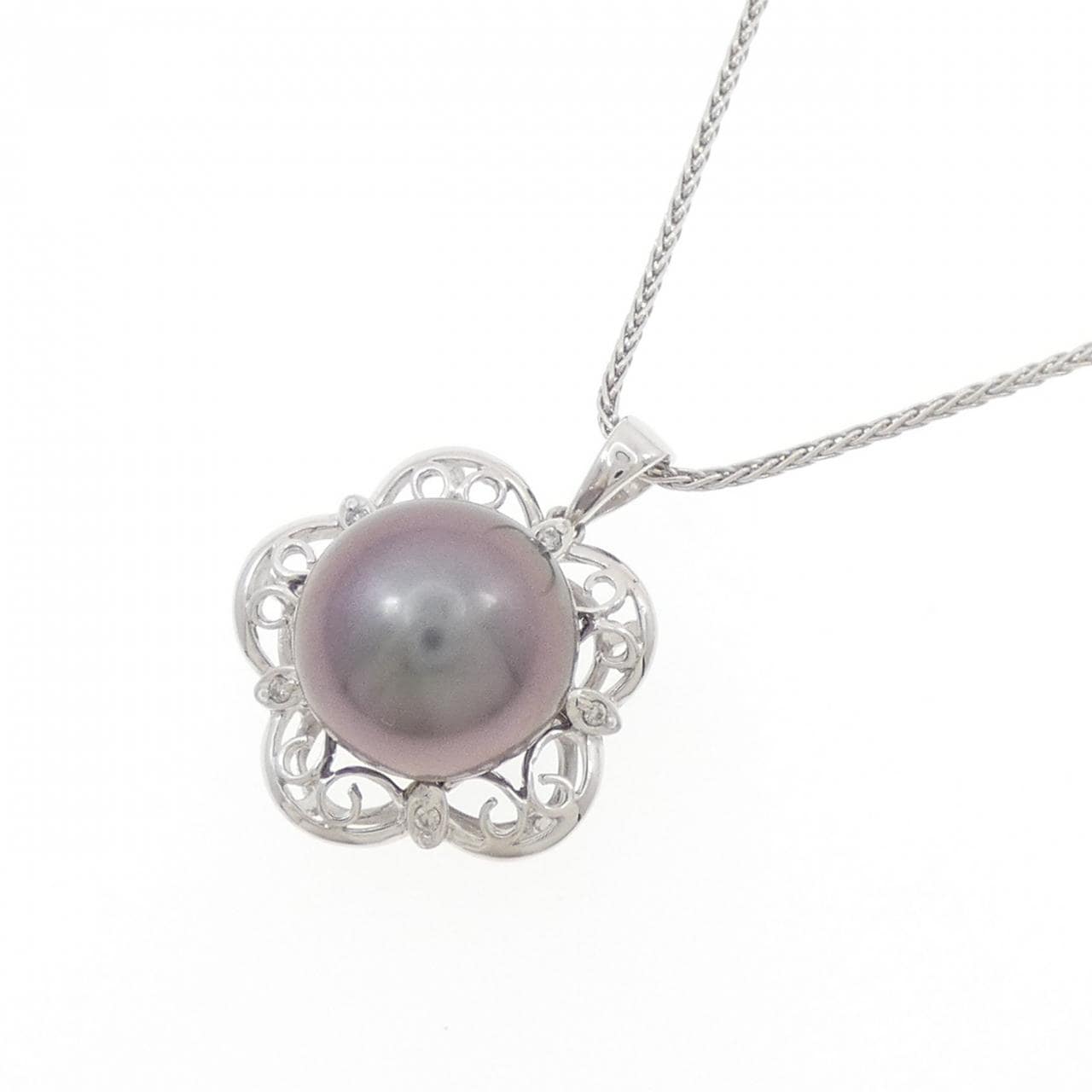 585WG/750WG 黒蝶パール ネックレス 11mm