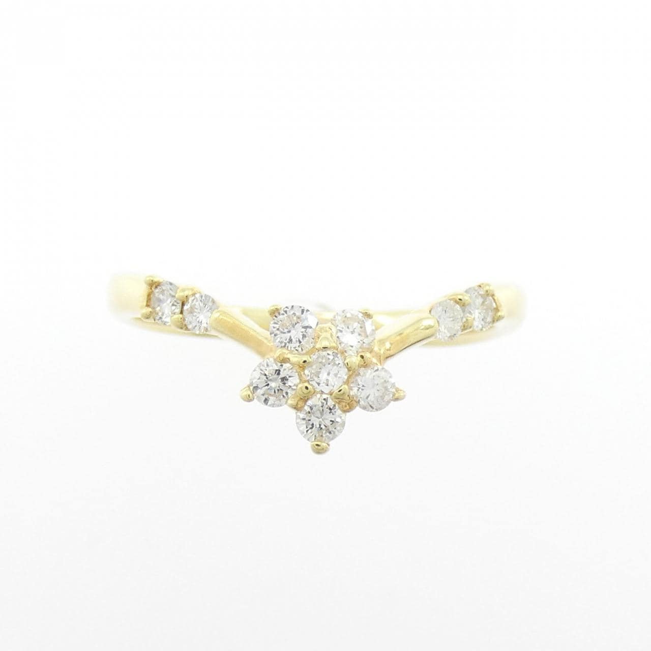 K18YG フラワー ダイヤモンド リング 0.30CT