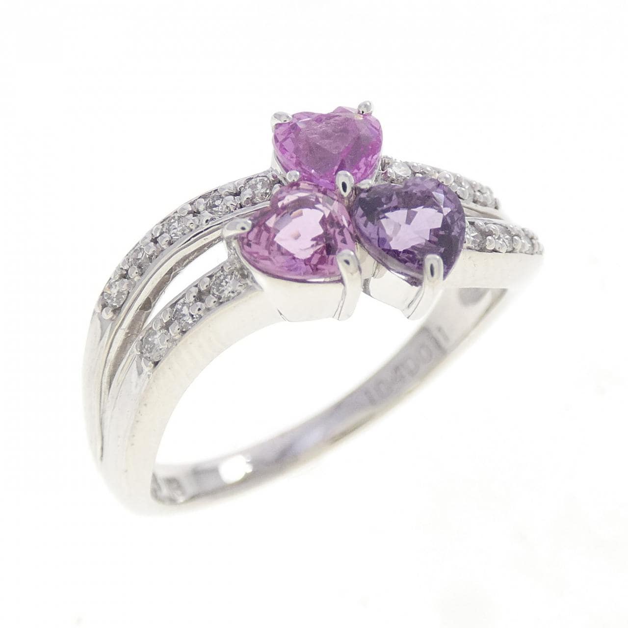 K18WG ハート サファイヤ リング 1.04CT