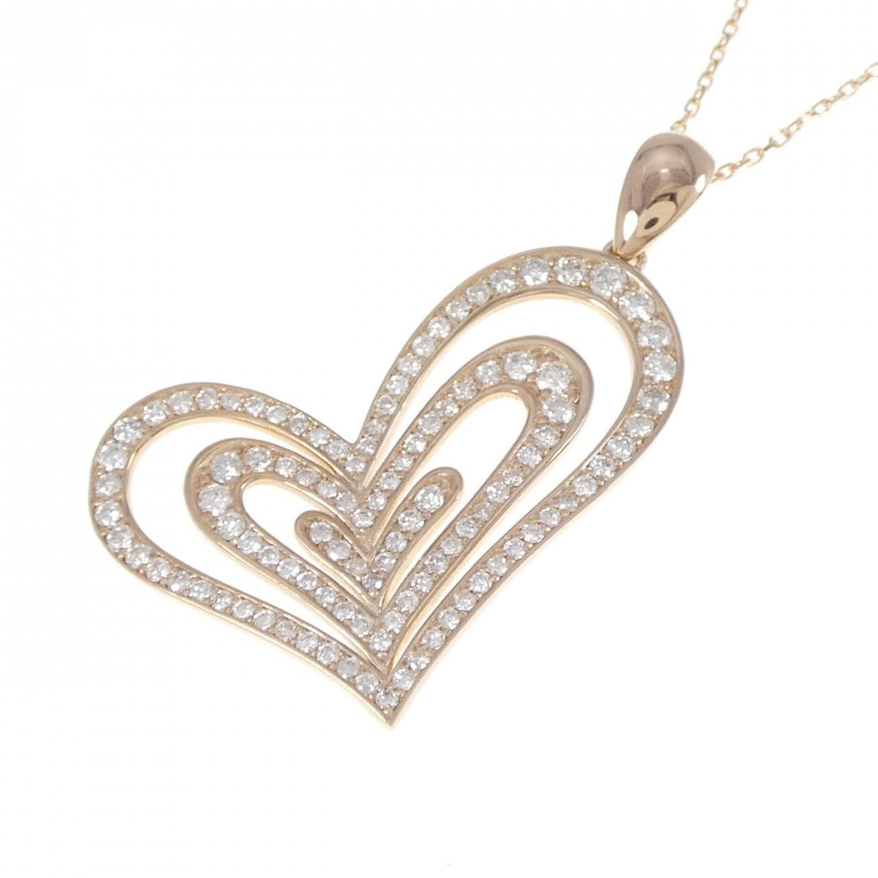K18PG ハート ダイヤモンド ネックレス 1.00CT