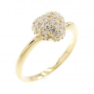 K18YG ハート パヴェ ダイヤモンド リング 0.30CT