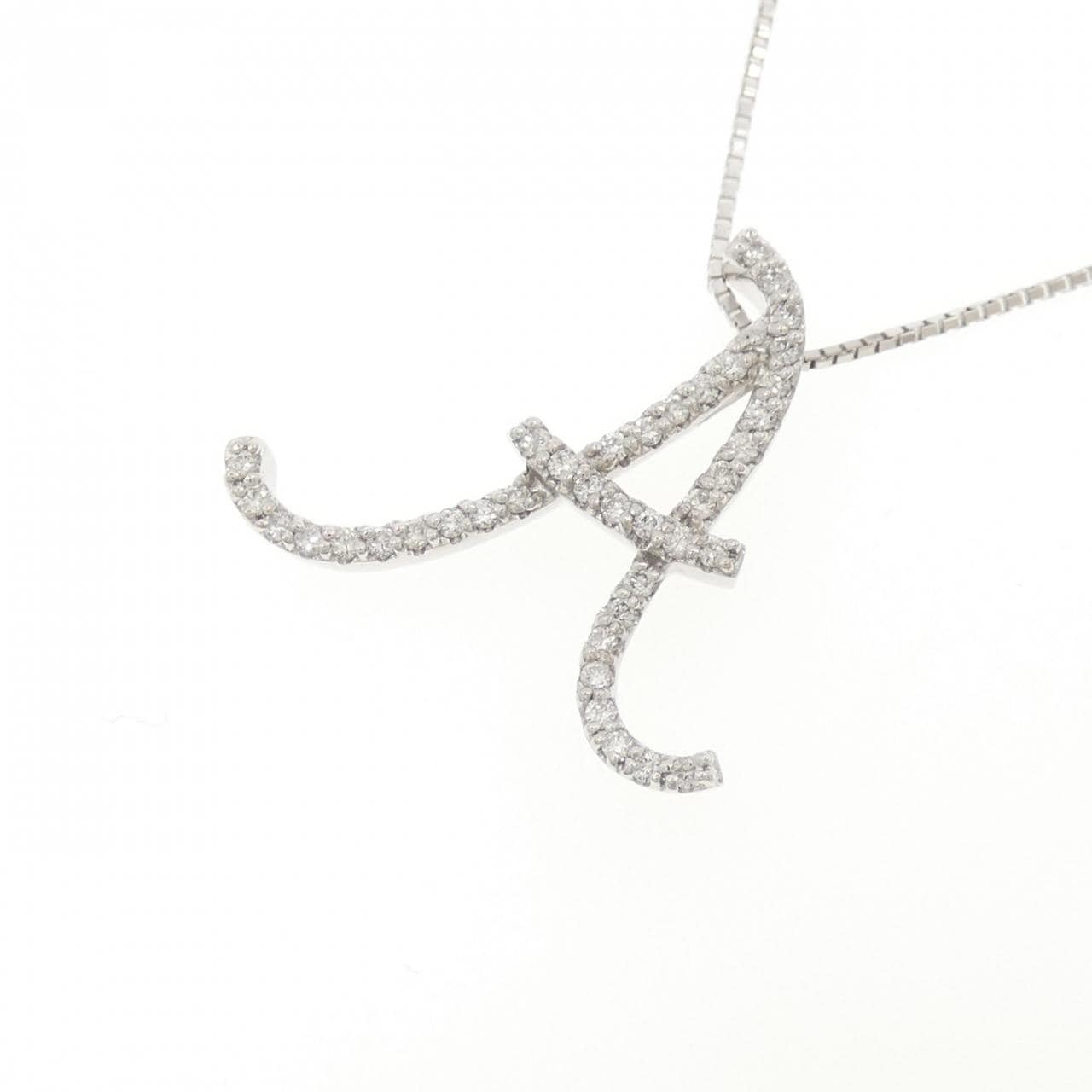 K18WG イニシャルA ダイヤモンド ネックレス 0.21CT