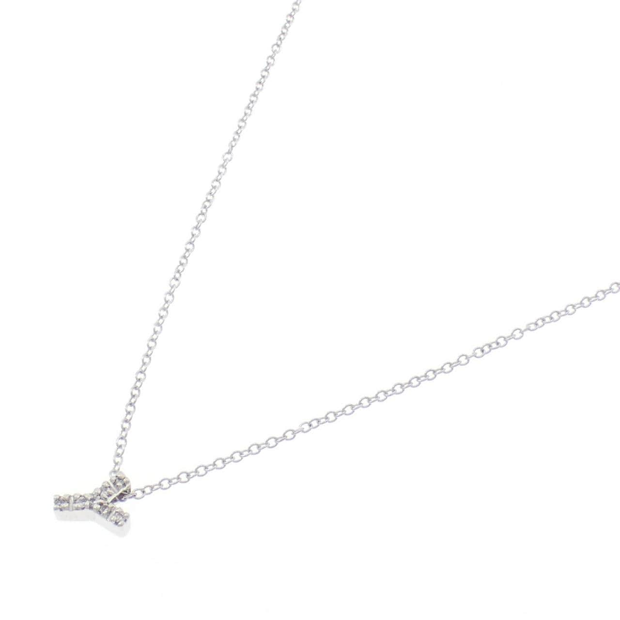 K18WG イニシャルY ダイヤモンド ネックレス 0.03CT