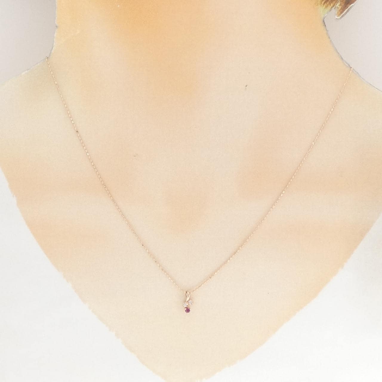 K10PG ルビー ネックレス 0.04CT