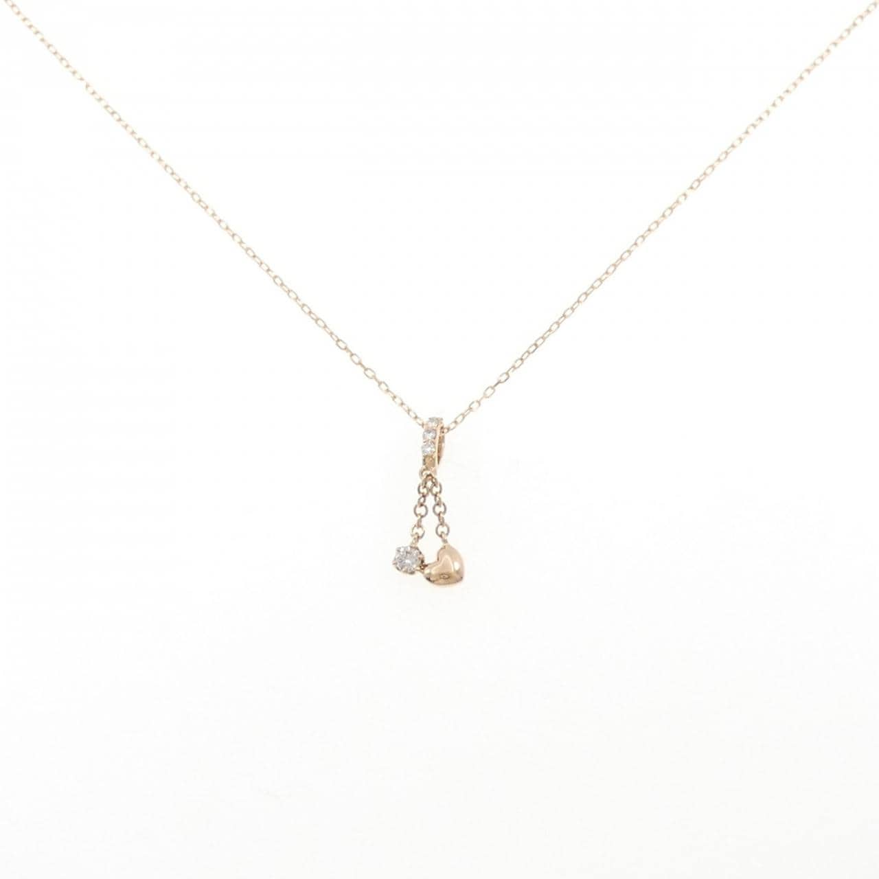 K18PG ハート ダイヤモンド ネックレス 0.12CT