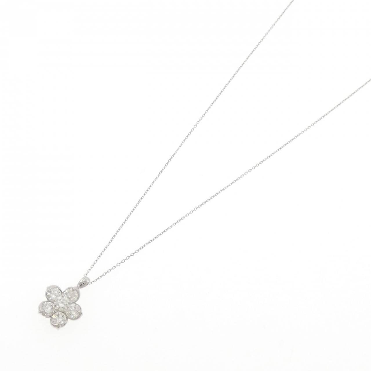 PT900/PT850 フラワー ダイヤモンド ネックレス 1.32CT