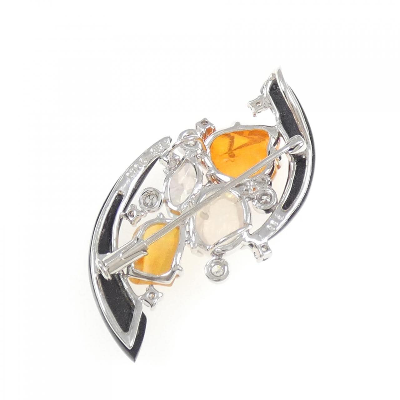 K18WG カラーストーン ブローチ