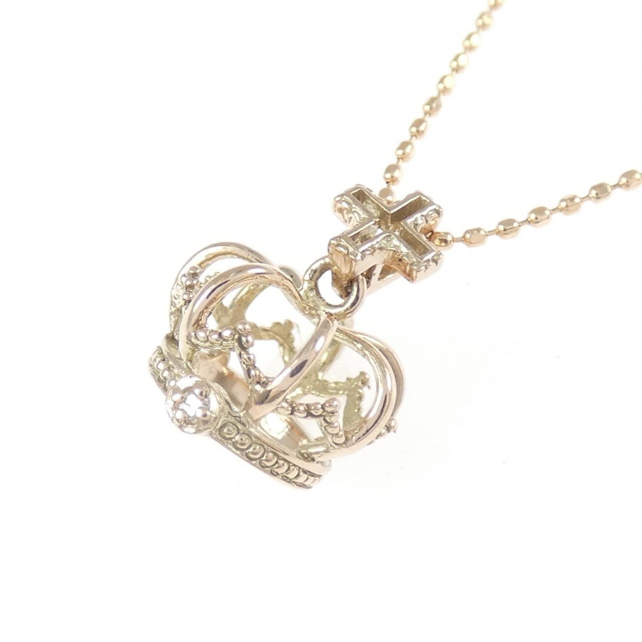 K10PG クラウン ダイヤモンド ネックレス 0.01CT