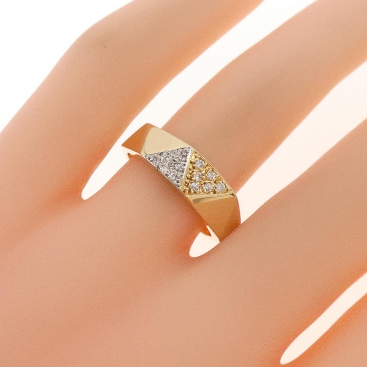 K18YG/PT900 ダイヤモンド リング 0.09CT