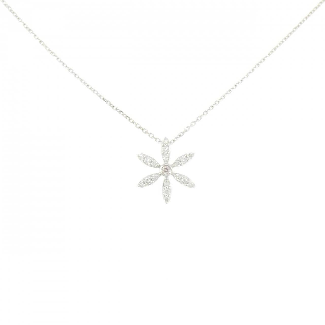 K18WG フラワー ピンクダイヤモンド ネックレス 0.01CT