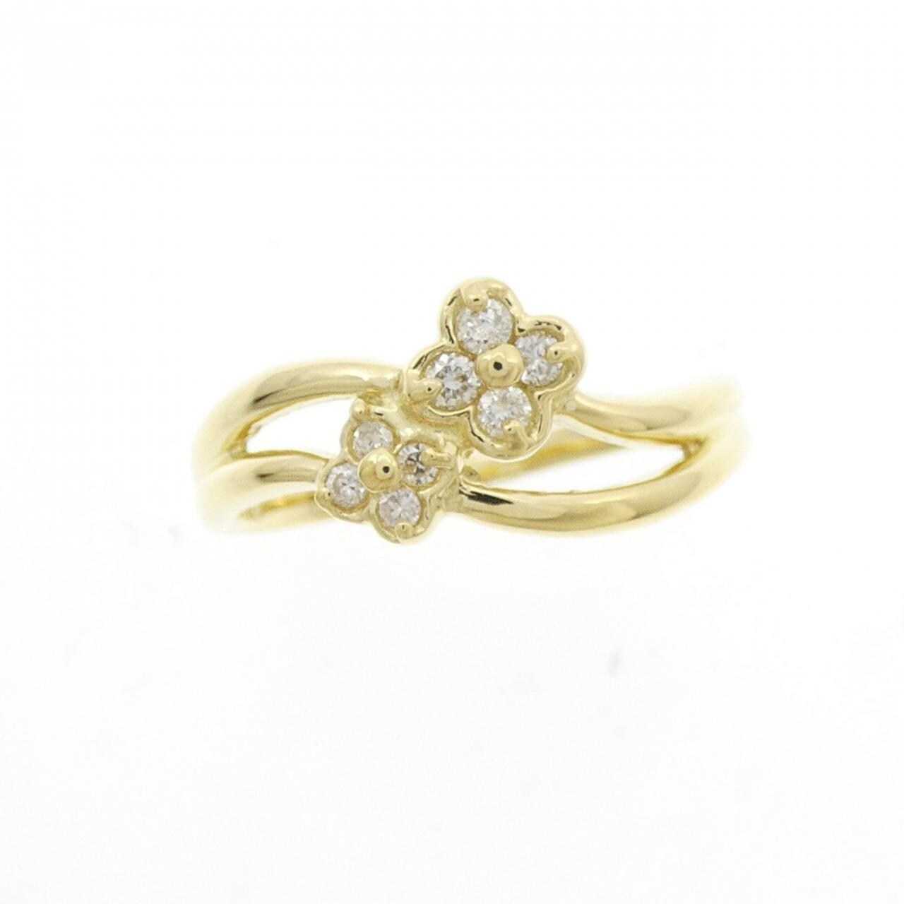 K18YG フラワー ダイヤモンド リング 0.10CT