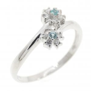 K18WG フラワー トルマリン リング