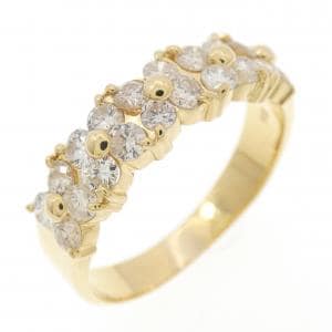 K18YG フラワー ダイヤモンド リング 0.70CT
