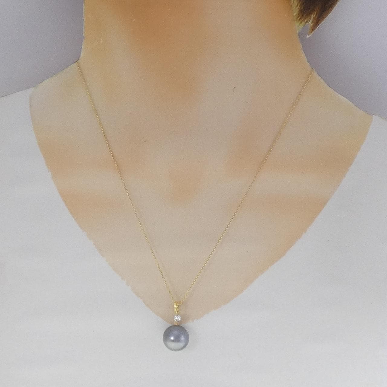 K18YG 黒蝶パール ネックレス 12.7mm