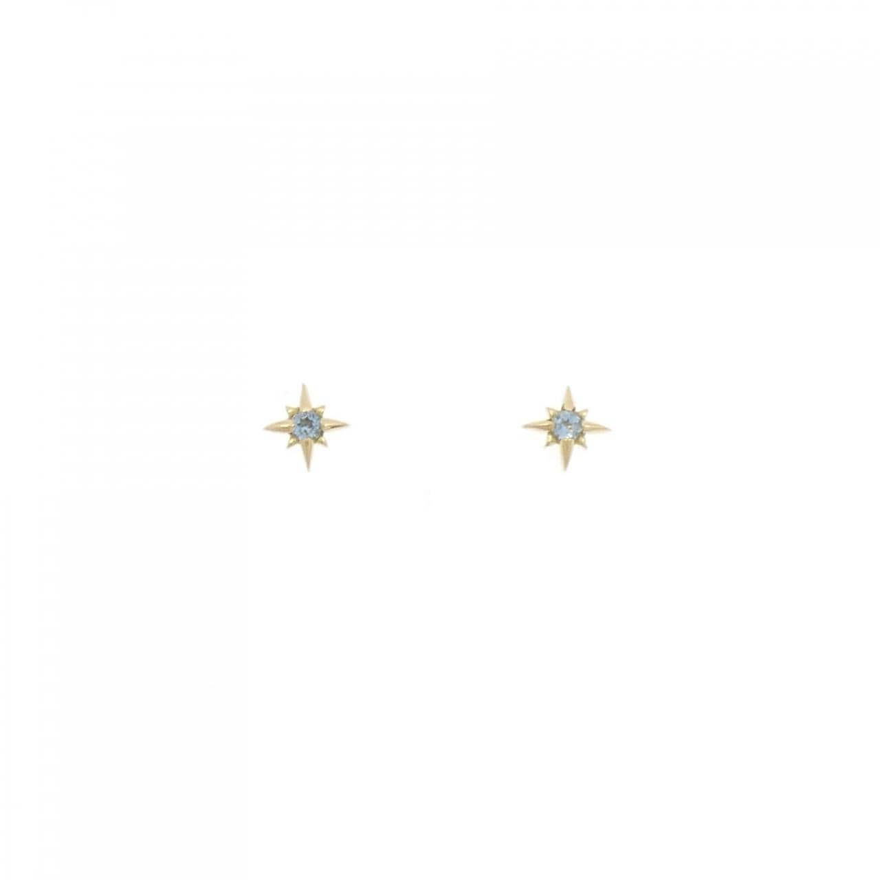 K18YG アクアマリン ピアス 0.04CT