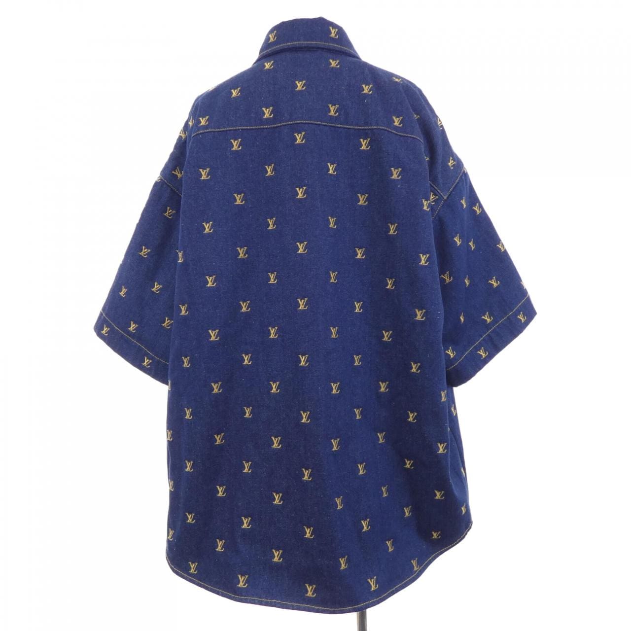ルイヴィトン LOUIS VUITTON エンブロイダードシグネチャーショートスリーブデニムシャツ HQS90WJX1 S／Sシャツ