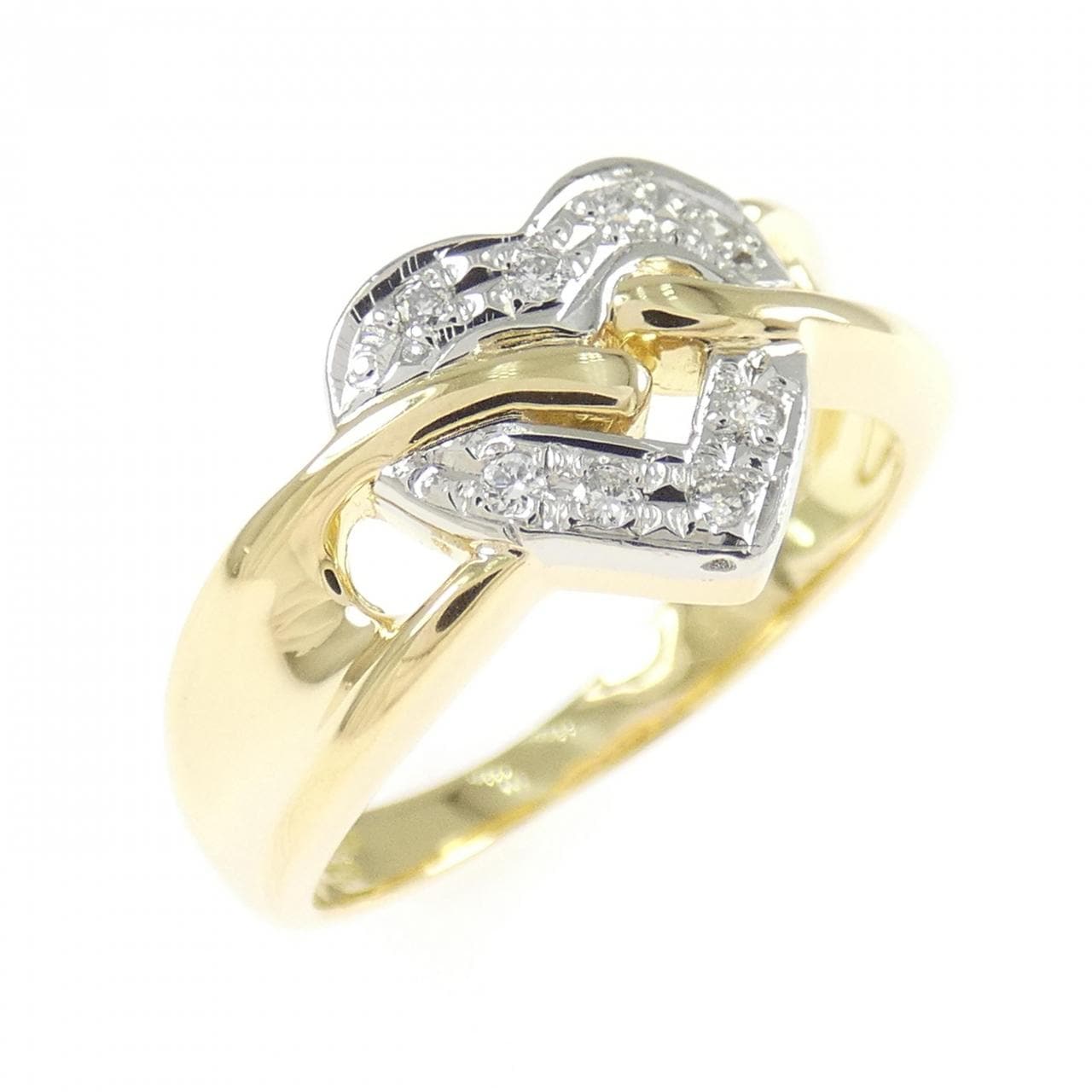 K18YG/PT900 ハート ダイヤモンド リング 0.05CT