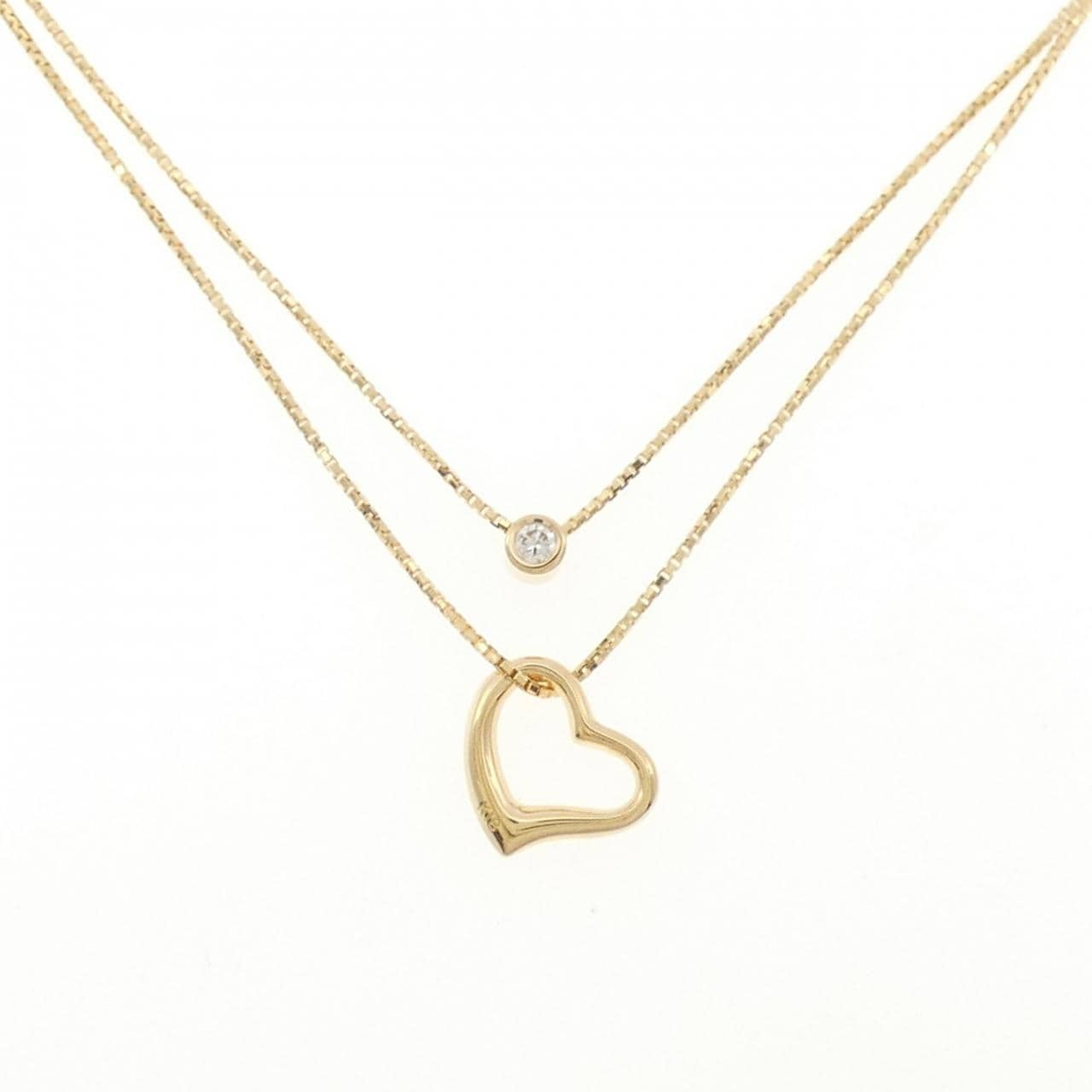 K18YG ハート ダイヤモンド ネックレス 0.06CT