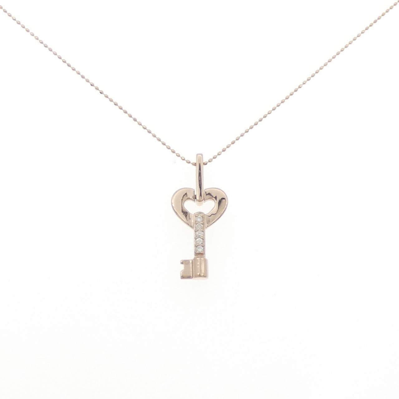 K18PG ハート×キー ダイヤモンド ネックレス