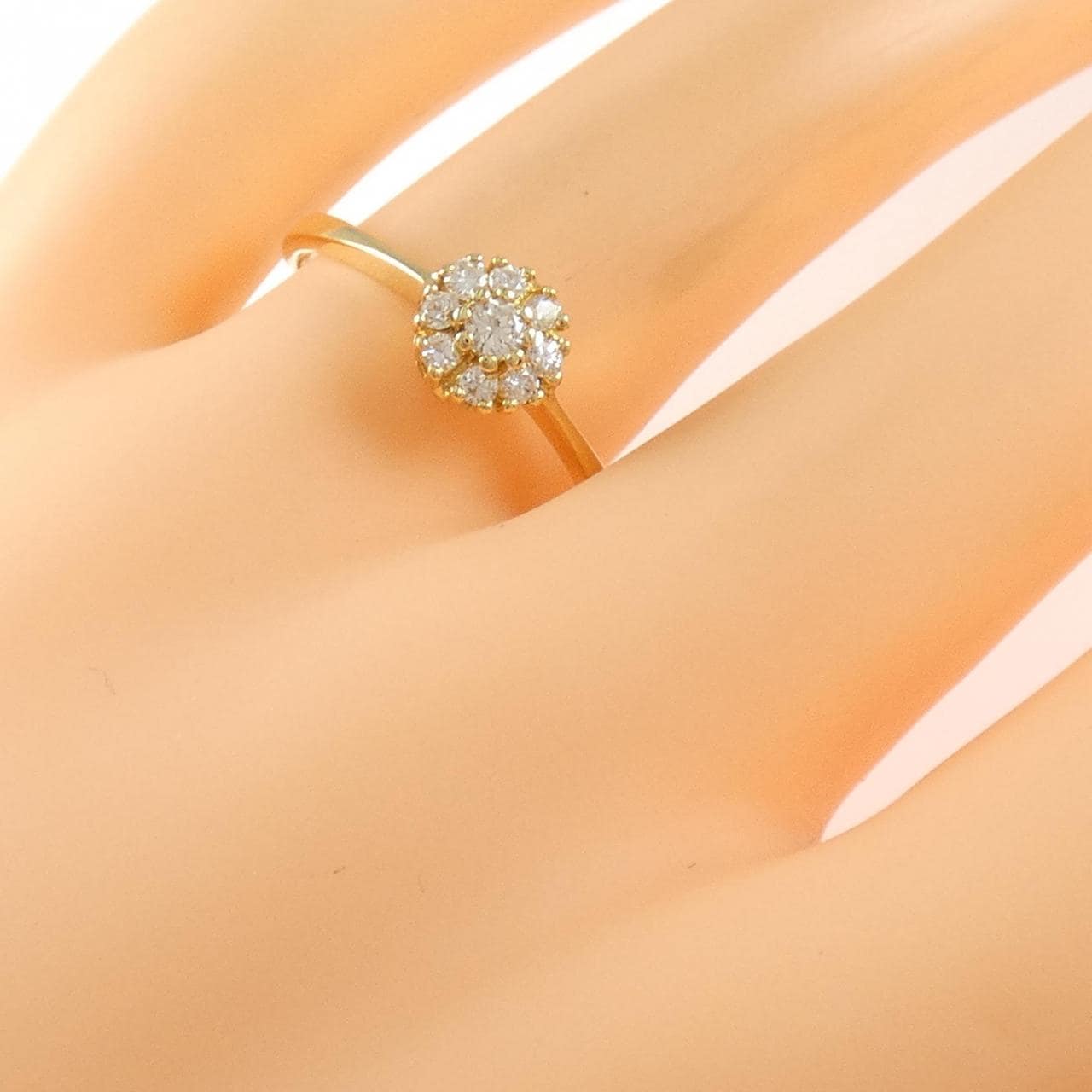 750YG フラワー ダイヤモンド リング 0.22CT