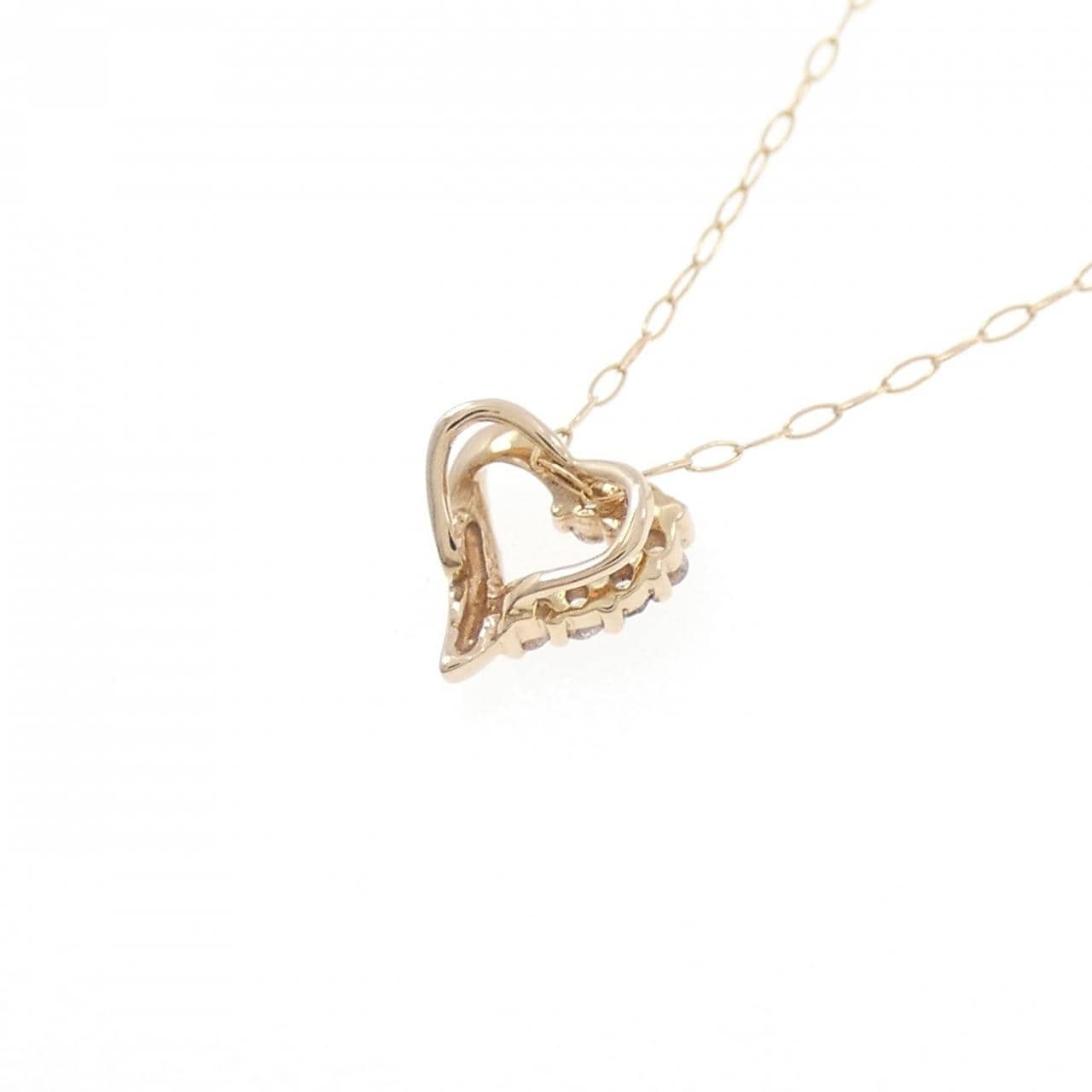 K18PG ハート ダイヤモンド ネックレス 0.05CT