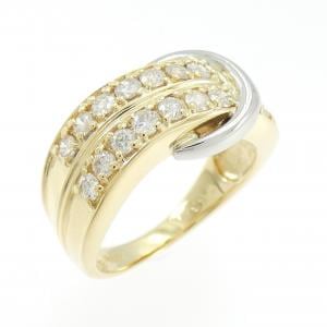 K18YG/PT850 ダイヤモンド リング 0.63CT