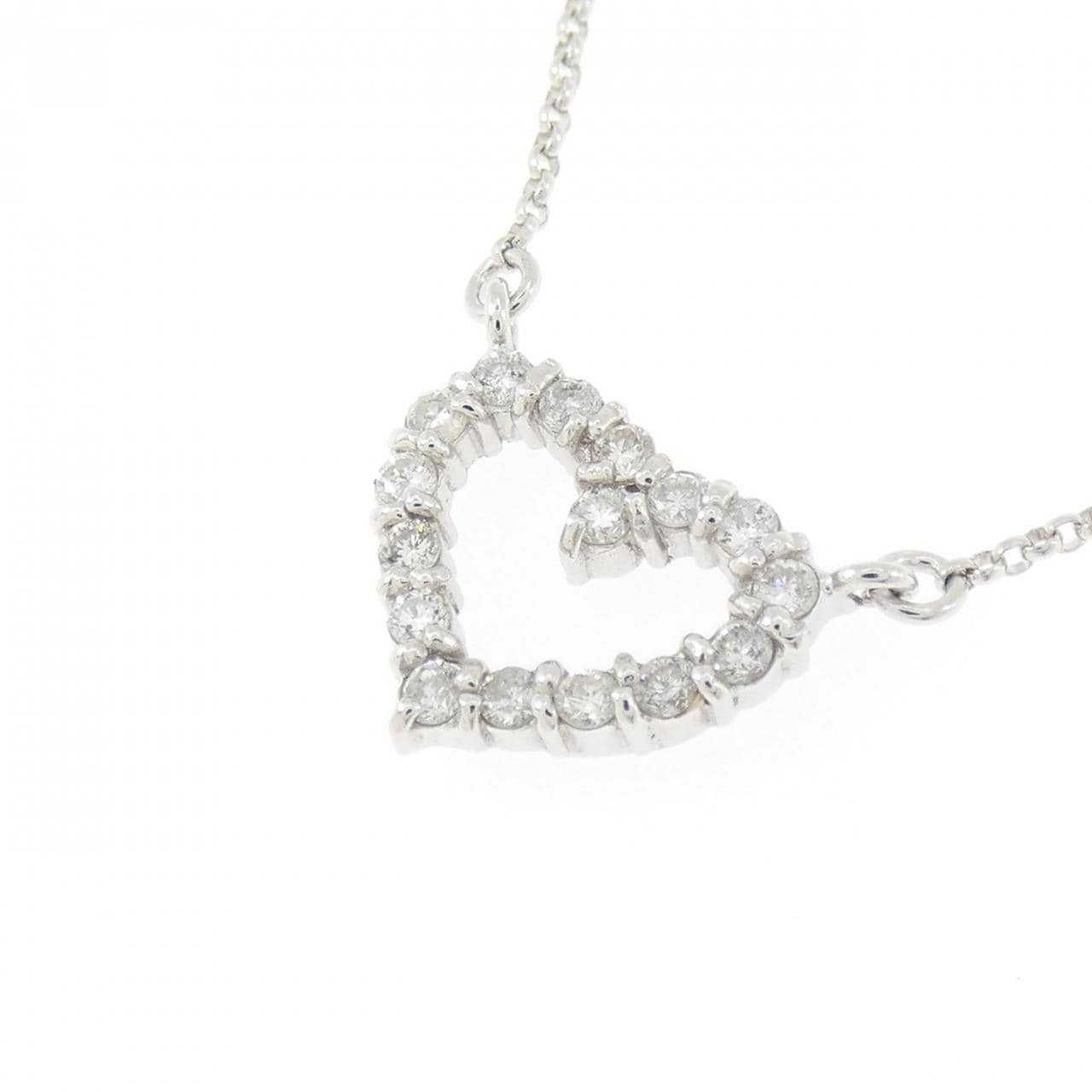 K18WG ハート ダイヤモンド ネックレス 0.2CT