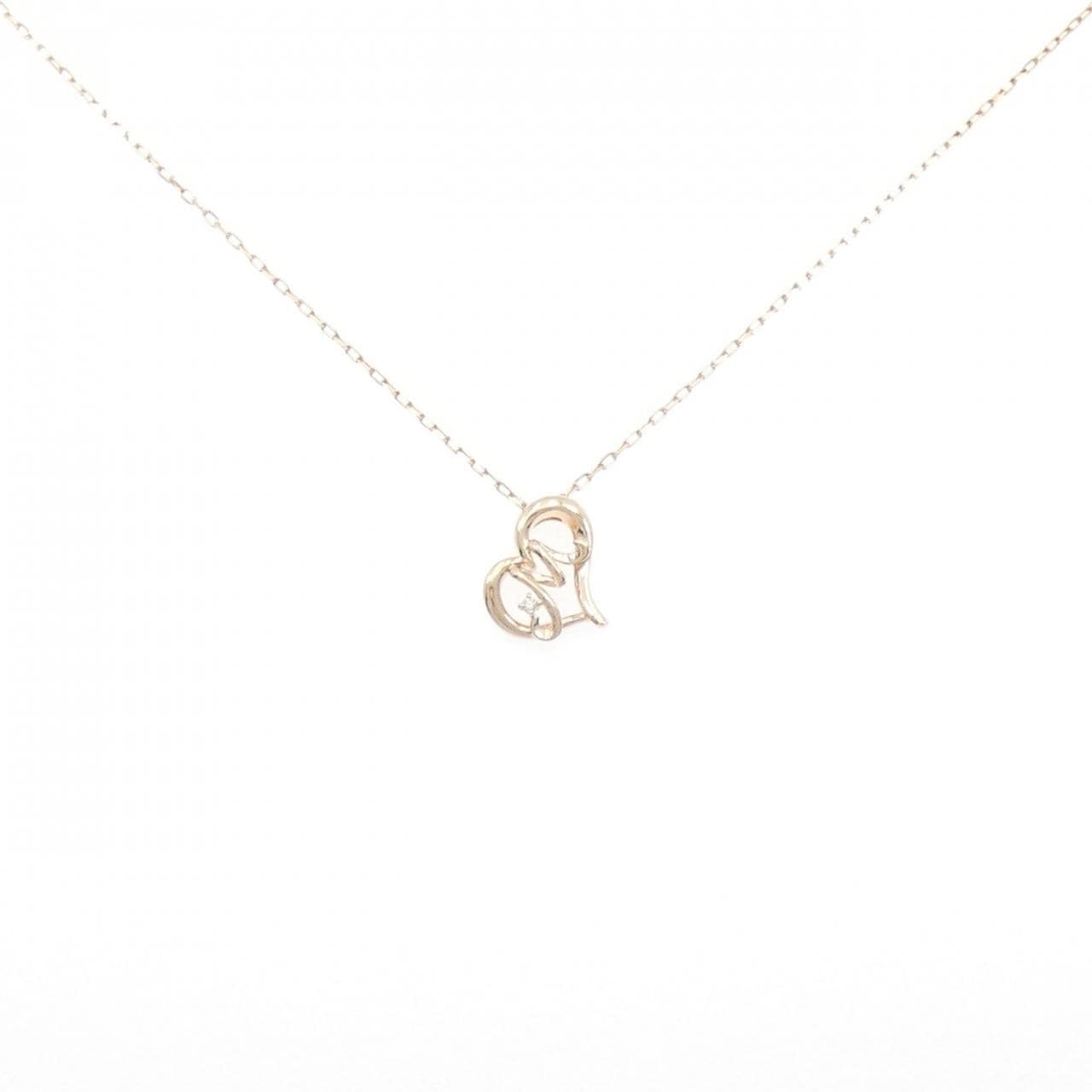 K10PG 心形 x 字母 M鑽石項鍊 0.004克拉