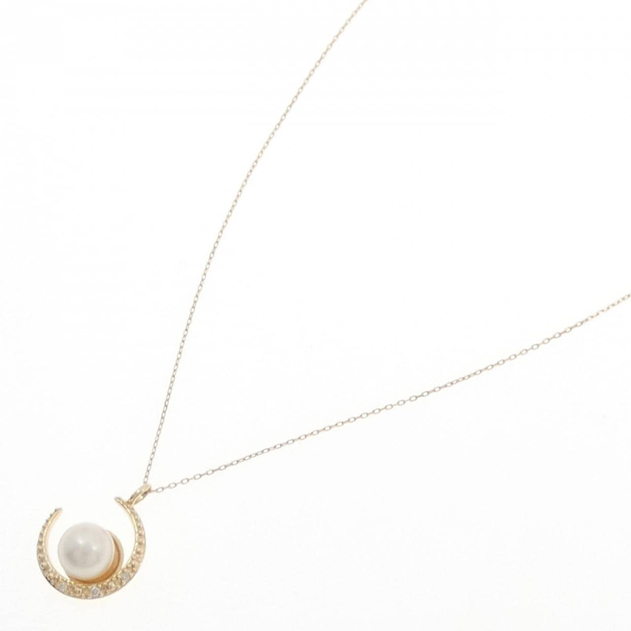 K10YG ムーン アコヤパール ネックレス 6.5mm