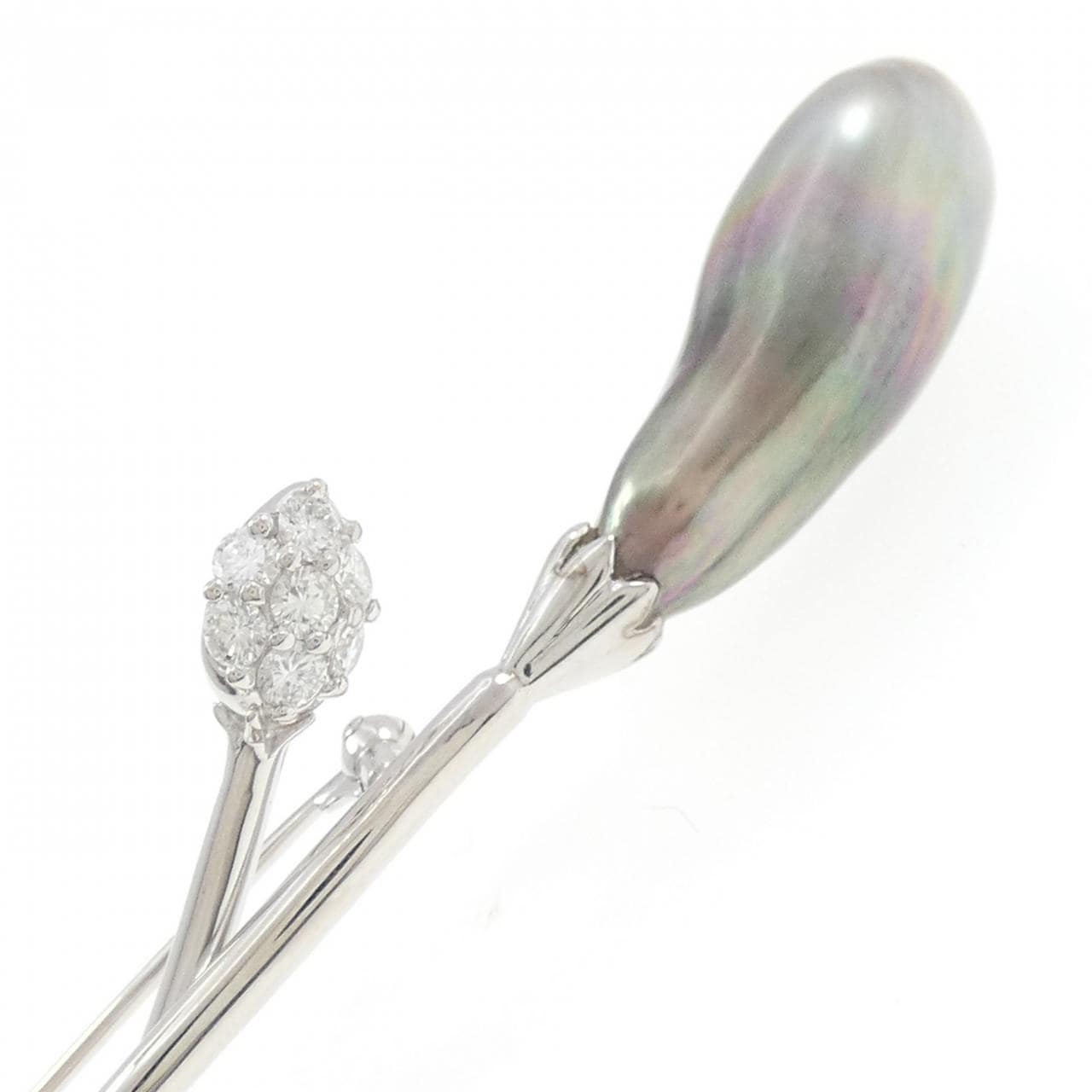 K18WG 黒蝶パール ブローチ