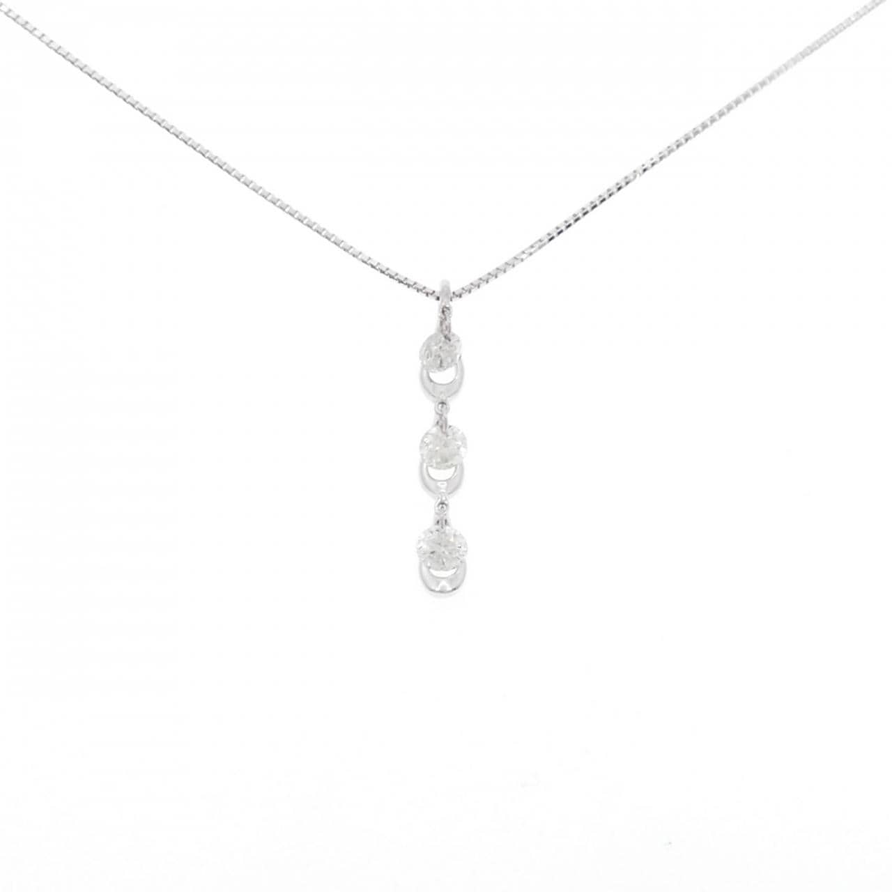 K18WG スリーストーン ダイヤモンド ネックレス 0.50CT