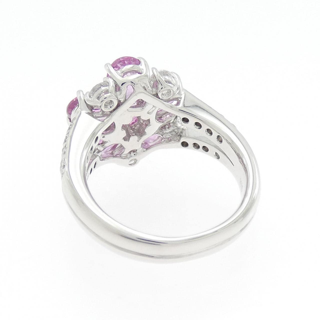 K18WG フラワー サファイヤ リング