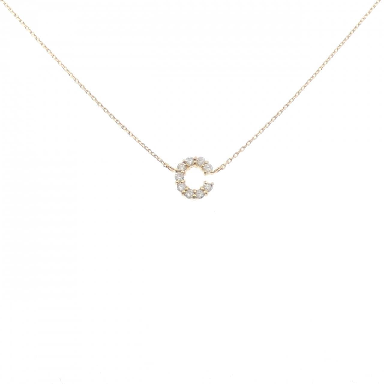 K18YG イニシャルC ダイヤモンド ネックレス 0.16CT