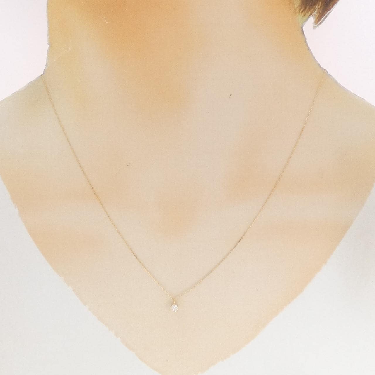 K18YG ソリティア ダイヤモンド ネックレス 0.10CT
