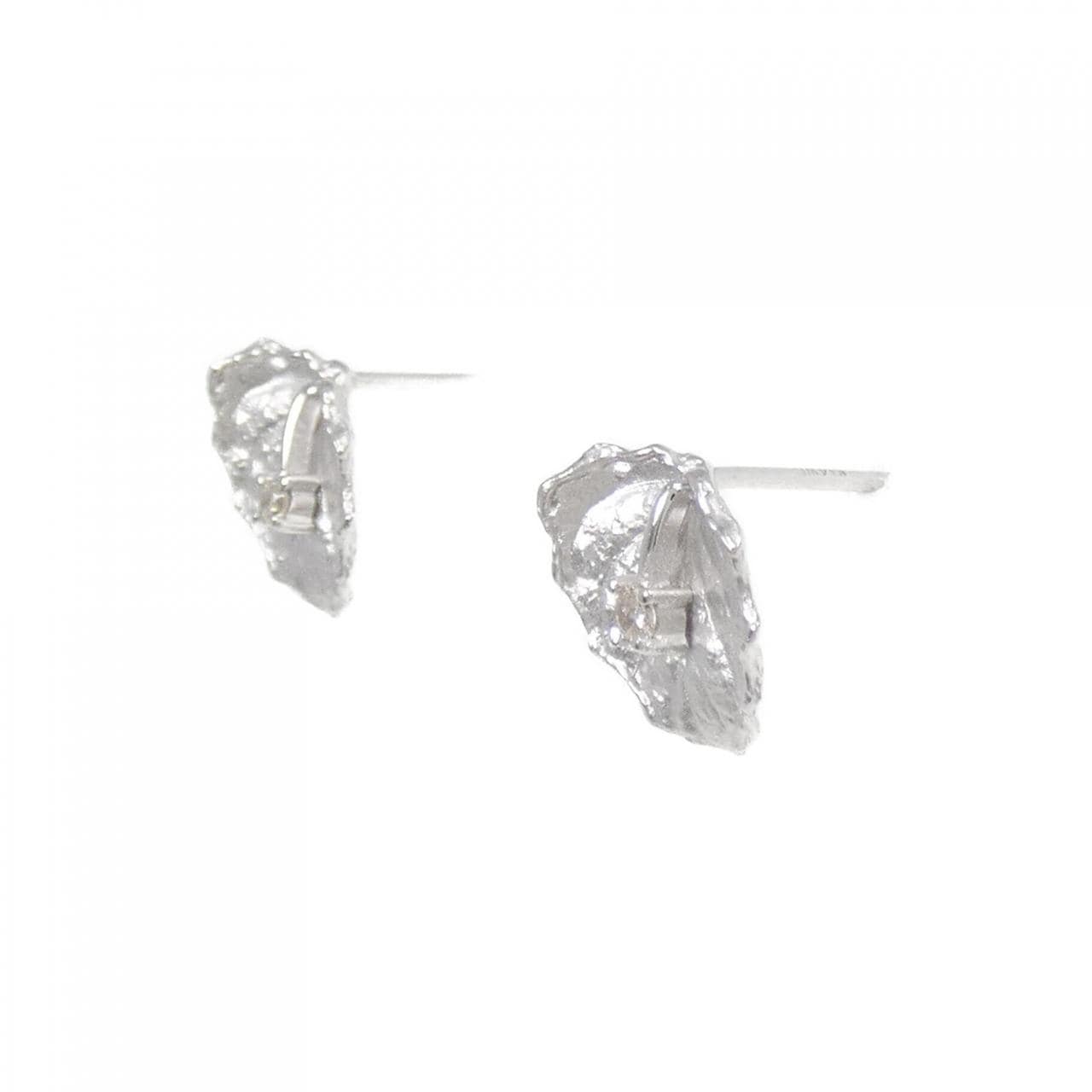 K14WG 葉形鑽石耳環 0.04CT