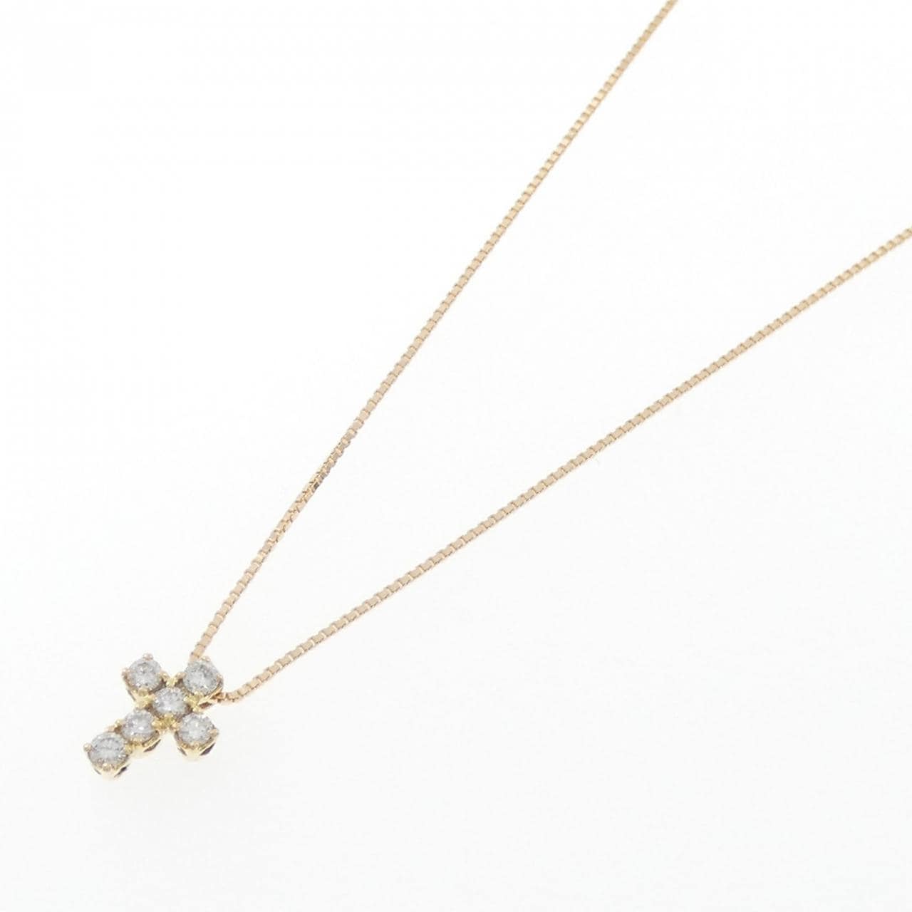 K18YG Cross Diamond Necklace 0.13CT