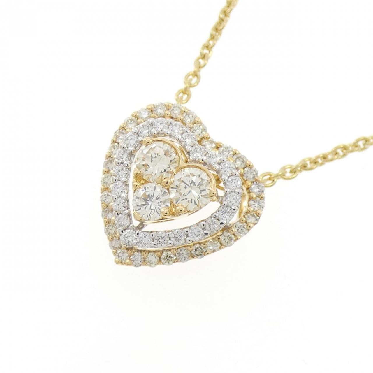18KYG/18KWG/K18YG ハート ダイヤモンド ネックレス 1.07CT
